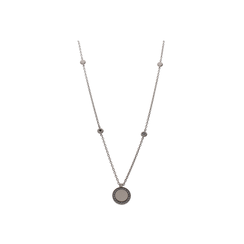 COLLANA IN TITANIO SABBIATOCON CIONDOLO CONTORNO DIAMANTI BLACK - SCO4CODBK