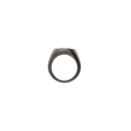 ANELLO CHEVALIER IN TITANIO SABBIATO CON DIAMANTI VERDI E CAMMEO QUADRIFOGLIO - SAN5QDVE