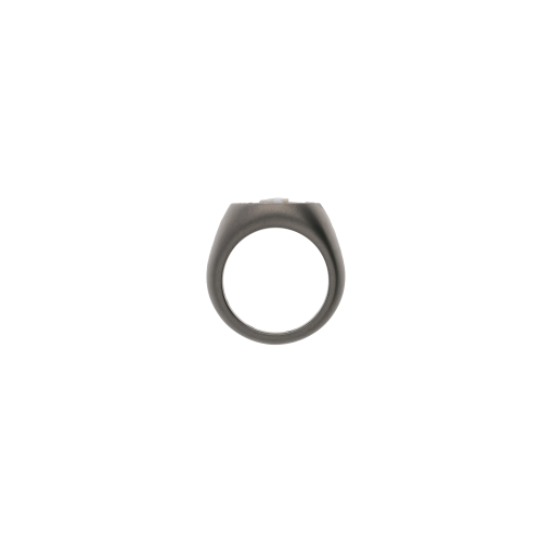 ANELLO CHEVALIER IN TITANIO SABBIATO CON RUBINI E CAMMEO CORNETTO - SAN5LRUB