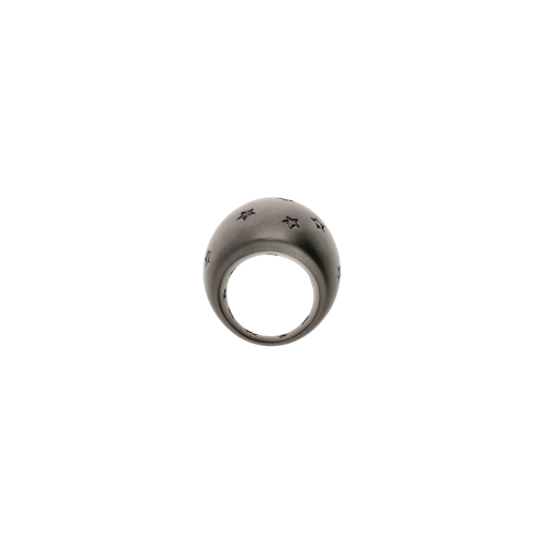 ANELLO FASCIONE BOMBATO IN TITANIO SABBIATO CON DIAMANTI BLACK - SAN6DBK12