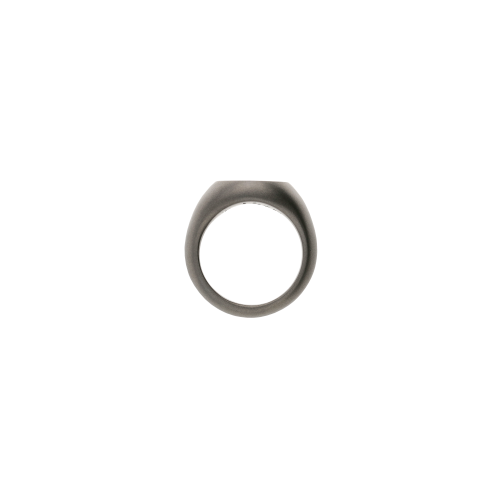 ANELLO CHEVALIER IN TITANIO SABBIATO CON CONTORNO DI DIAMANTI BLU - SAN4CODBL