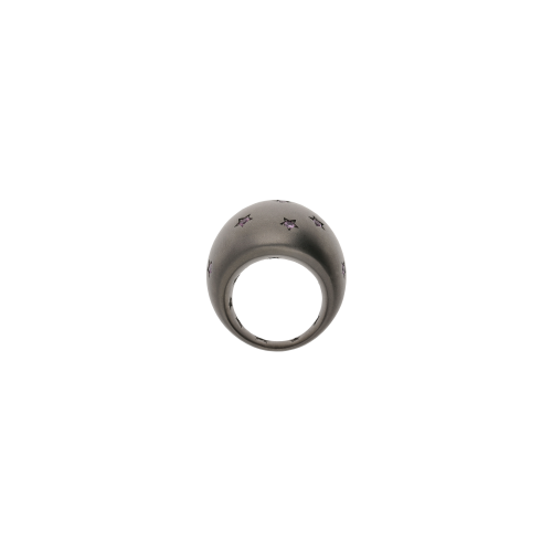 ANELLO FASCIONE BOMBATO IN TITANIO SABBIATO E ZAFFIRI ROSA - SAN6ZRO12