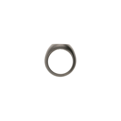 ANELLO CHEVALIER IN TITANIO SABBIATO CON PAVÉ DI DIAMANTI BLU - SAN4PADBL