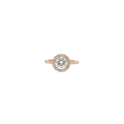 ANELLO SOLITARIO IN ORO ROSA CON DIAMANTE CENTRALE CERTIFICATO IGI, CONTORNO E GAMBO PARZIALE - BAAN241