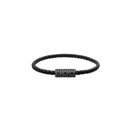 CHOPARD - BRACCIALE ICE CUBE, PELLE NERA, METALLO COLOR RUTENIO - 95016-0329
