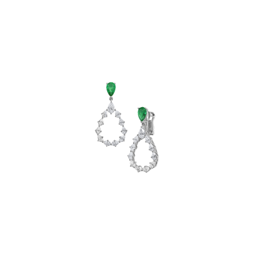 CHOPARD - ORECCHINI L'HEURE DU DIAMANT, ORO BIANCO, DIAMANTI, SMERALDI - 84A063-1401
