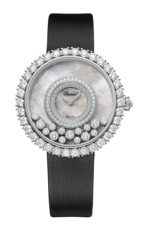 HAPPY DIAMONDS JOAILLERIE 38 MM, QUARZO, ORO BIANCO ETICO, DIAMANTI - 204445-1001