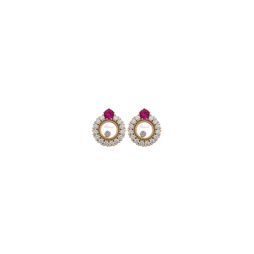 CHOPARD - ORECCHINI HAPPY DIAMONDS, ORO ROSA, DIAMANTI, RUBINI - 839466-5901