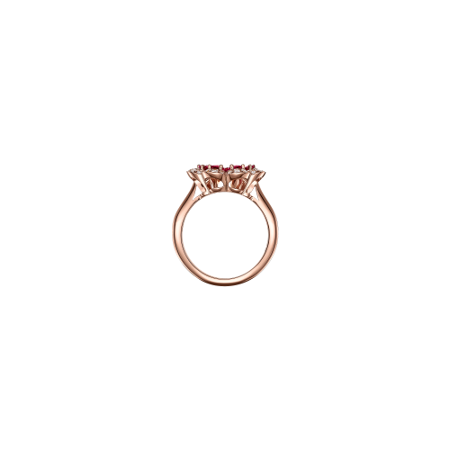 CHOPARD - ANELLO PRECIOUS LACE MINI-FROU-FROU, ORO ROSA ETICO, DIAMANTI, RUBINI - 828347-5039