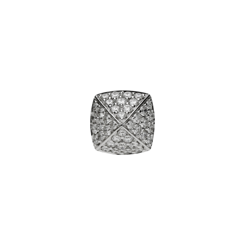 ORECCHINO SINGOLO PIRAMIDI A LOBO IN ORO BIANCO CON PAVÉ DI DIAMANTI - VE26429DW-MONO