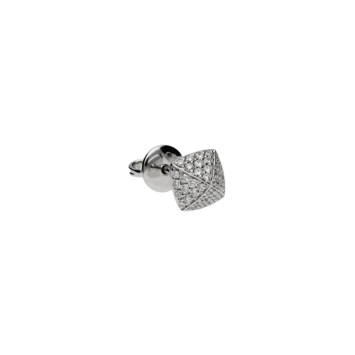 ORECCHINO SINGOLO PIRAMIDI A LOBO IN ORO BIANCO CON PAVÉ DI DIAMANTI - VE26429DW-MONO