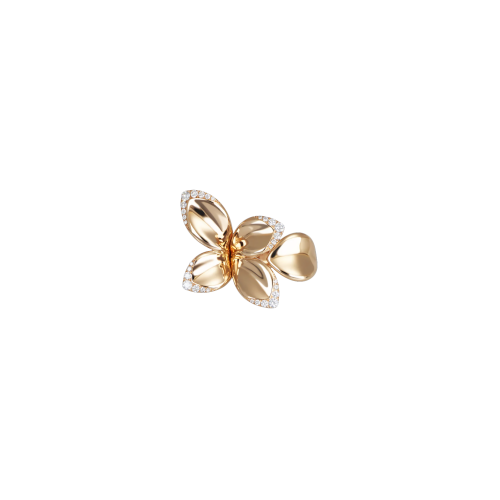 ANELLO GIARDINI SEGRETI FIORE PICCOLO A 5 PETALI IN ORO ROSA E DIAMANTI - 16453R