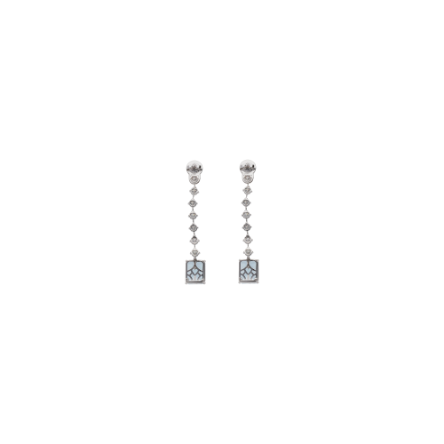 ORECCHINI PENDENTI IN ORO BIANCO CON DIAMANTI  E ACQUEMARINE RIMOVIBILI - 7E10103DAQW