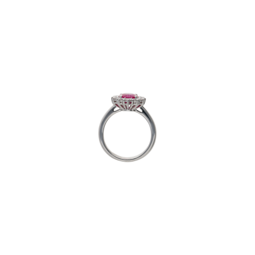 ANELLO ROSETTA IN ORO BIANCO CON RUBINO CERTIFICATO E DIAMANTI - 326-AN-1000