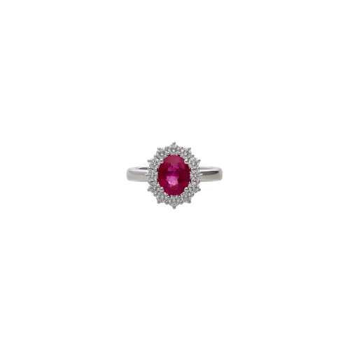 ANELLO ROSETTA IN ORO BIANCO CON RUBINO E DIAMANTI - 326-AN276-6-8