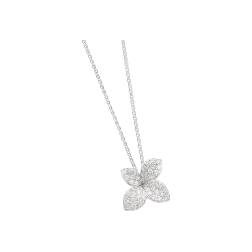 COLLANA GIARDINI SEGRETI PETIT GARDEN FIORE PICCOLO IN ORO BIANCO E PAVÉ DI DIAMANTI - 15368B