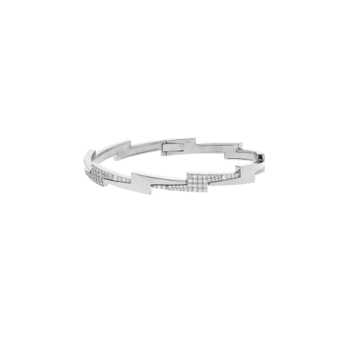 BRACCIALE RIGIDO FULMINE IN ORO BIANCO E DEMI-PAVÉ DI DIAMANTI - VB29825DW