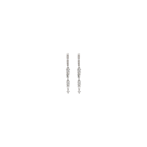 ORECCHINI CON CERCHIO PICCOLO E DIAMANTI PENDENTI IN ORO BIANCO - 370-XE6131