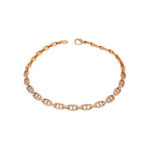 COLLANA MAGLIA MARINA DOUBLE FACE IN ORO ROSA CON PAVÉ DI DIAMANTI BIANCHI  E DIAMANTI NERI - 1GA0030544/45/2