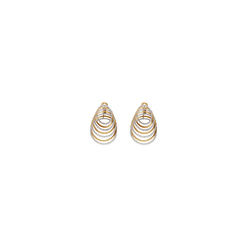 ORECCHINI PENDENTI A CERCHI CONCENTRICI IN ORO BIANCO E ORO ROSA CON PAVÉ DI DIAMANTI - OR4397
