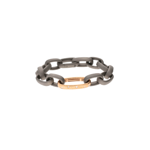 BRACCIALE IN TITANIO CON UNA MAGLIA ORO ROSSO INCASSATA DIAMANTI WHITE - CBR2DWH223