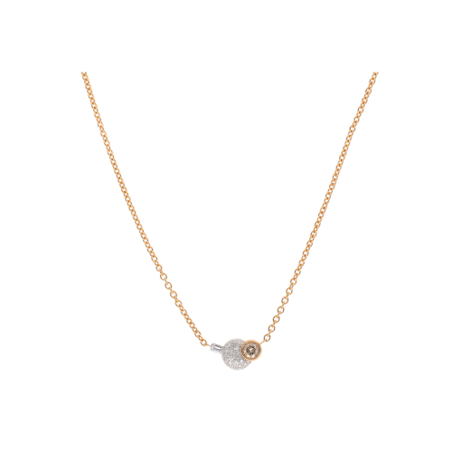 COLLANA SABBIA IN ORO ROSA CON DIAMANTE BROWN E PAVÉ DI DIAMANTI BIANCHI - PCC4070O6WHRDB0BR