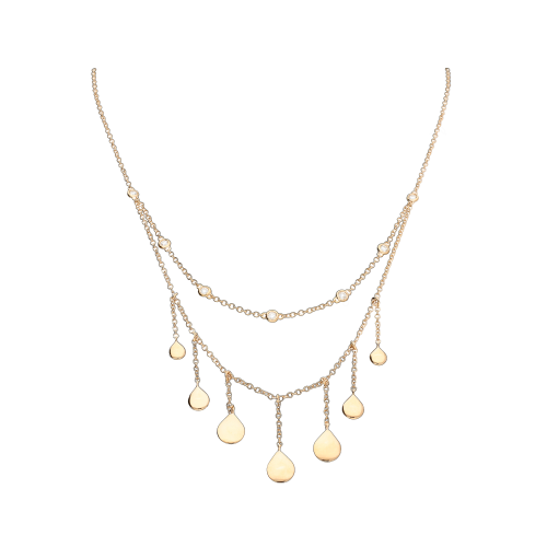 Collana lunga in oro rosa con pendenti e diamanti bianchi - COVA11027BWXX