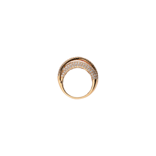 ANELLO RAINBOW A FASCE IN ORO ROSA CON PAVÉ DI DIAMANTI E ZAFFIRI MULTICOLOR - AR3330/MS