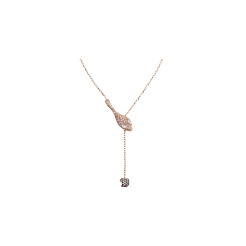 COLLANA MALAFEMMINA IN ORO ROSA CON DIAMANTI BIANCHI E BROWN - DMF00CARNDWDWDI
