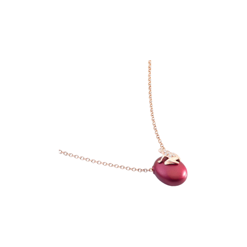 COLLANA HAPPY FROG ROSSO MAGENTA SATIN IN ORO ROSA E DIAMANTI - DHF02CASRRRDI