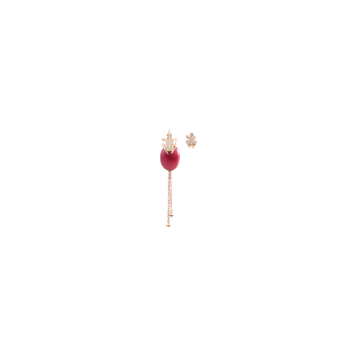 ORECCHINO SINGOLO HAPPY FROG MAGENTA SATIN IN ORO ROSA E DIAMANTI - DHF16ORSRRRDI