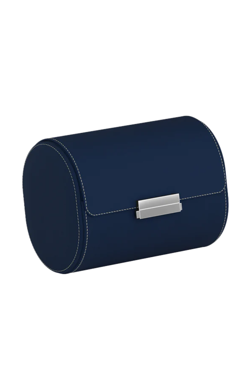 POCHETTE 2 ASTUCCIO PER OROLOGI IN PELLE BLU NOTTE/CREMA