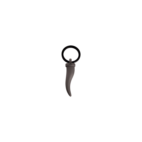 PORTACHIAVI IN TITANIO CON CORNETTO GRANDE E DIAMANTE BLACK DA 3 PUNTI - MINPCHTBPCH