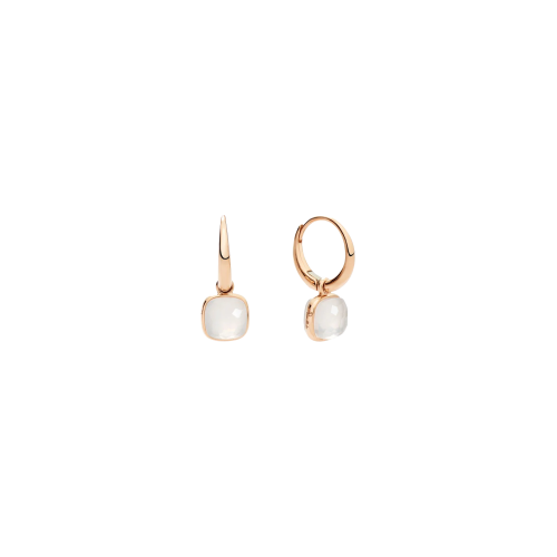 ORECCHINI NUDO MINI IN ORO ROSA E QUARZO MILKY - POC5020O700000QLT