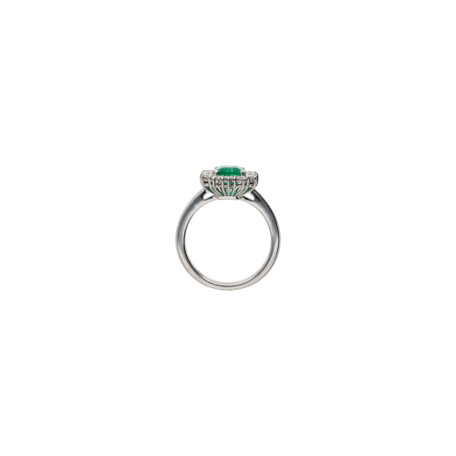 ANELLO ROSETTA IN ORO BIANCO CON SMERALDO E DIAMANTI - 326-AN-1001-6-8