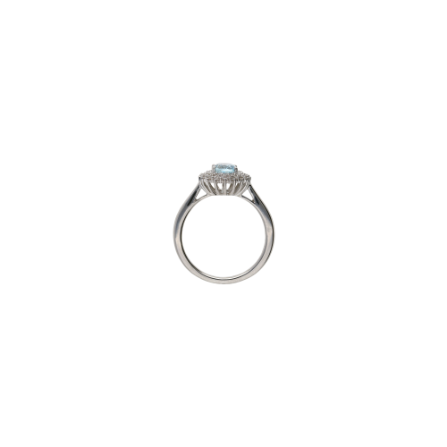 ANELLO ROSETTA IN ORO BIANCO CON ACQUAMARINA E DIAMANTI - 254189