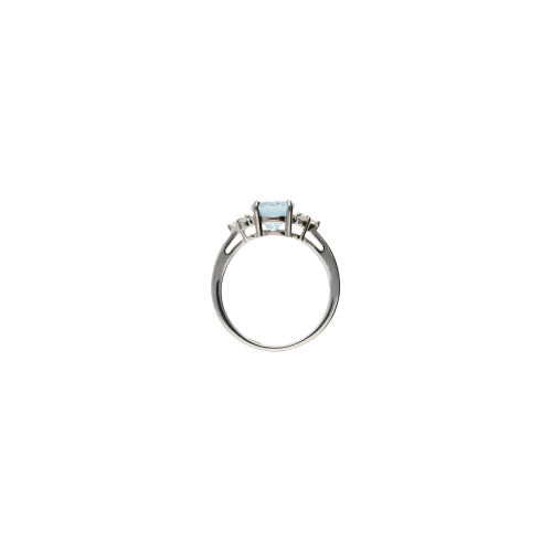 ANELLO IN ORO BIANCO CON ACQUAMARINA E DIAMANTI - 147974