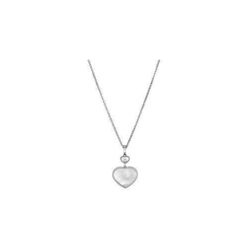 CHOPARD - COLLANA HAPPY HEARTS, ORO BIANCO ETICO, DIAMANTE, MADREPERLA - 797482-1301