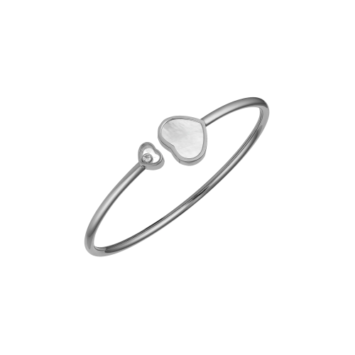 CHOPARD - BRACCIALE GIUNCO HAPPY HEARTS, ORO BIANCO ETICO, DIAMANTE, MADREPERLA - 857482-1300