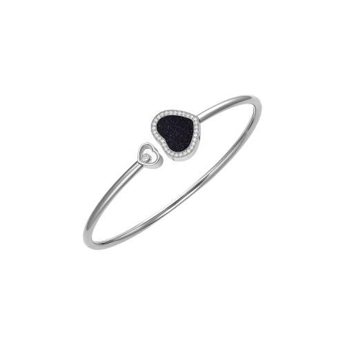 CHOPARD - BRACCIALE BANGLE HAPPY HEARTS, ORO BIANCO ETICO, DIAMANTI, AVVENTURINA - 85A074-1513