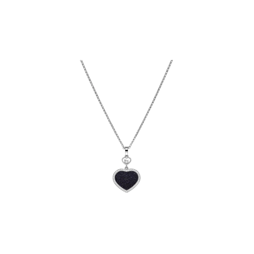 CHOPARD - COLLANA HAPPY HEARTS, ORO BIANCO ETICO, DIAMANTI, AVVENTURINA - 79A074-1510
