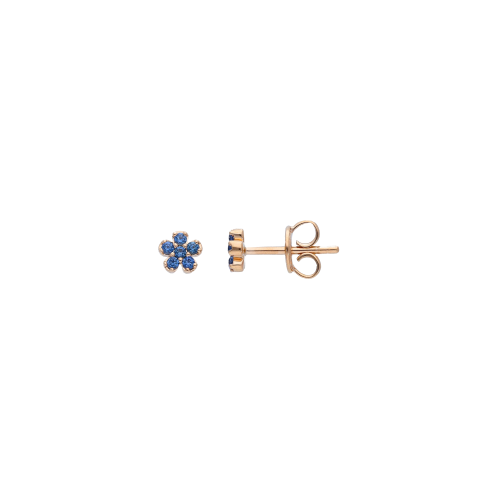 ORECCHINI FIORE A LOBO IN ORO ROSA E ZAFFIRI BLU - 246834