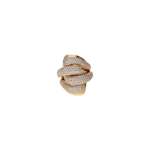 ANELLO INTRECCIATO IN ORO ROSA FULL PAVÉ DI DIAMANTI - 000-6138NS