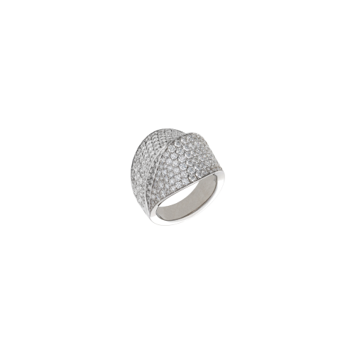 ANELLO ABBRACCIO IN ORO BIANCO FULL PAVÉ DI DIAMANTI - 000-5957NS