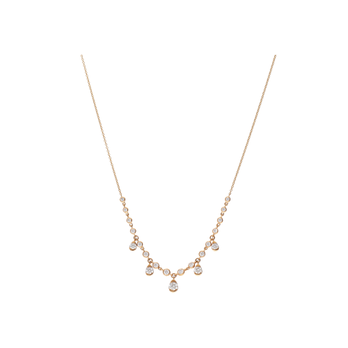 COLLANA GIROCOLLO IN ORO ROSA  CON DIAMANTI E PICCOLI PENDENTI - 370-XN6549