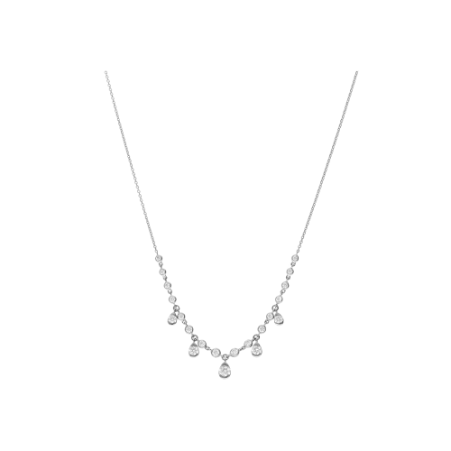 COLLANA GIROCOLLO IN ORO BIANCO  CON DIAMANTI E PICCOLI PENDENTI - 370-XN6548