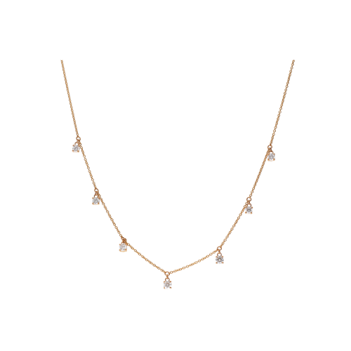 COLLANA GIROCOLLO IN ORO ROSA CON DIAMANTI PENDENTI - 370-XN3388