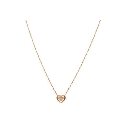 COLLANA GIROCOLLO IN ORO ROSA CON PENDENTE CUORE PAVÉ DIAMANTI E CONTORNO ORO ROSA - 370-XN2031