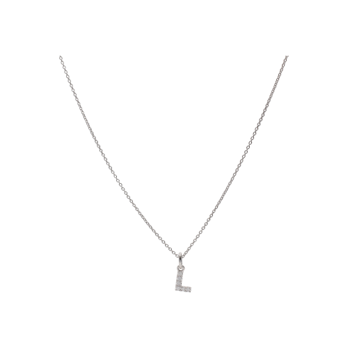 COLLANA GIROCOLLO COLLEZIONE LETTERE IN ORO BIANCO CON PENDENTE LETTERA L PAVÉ DI DIAMANTI - 370-XN2501