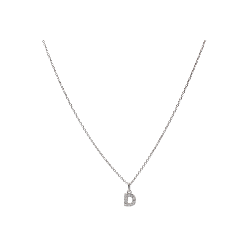 COLLANA GIROCOLLO COLLEZIONE LETTERE IN ORO BIANCO CON PENDENTE LETTERA D PAVÉ DI DIAMANTI - 370-XN2493